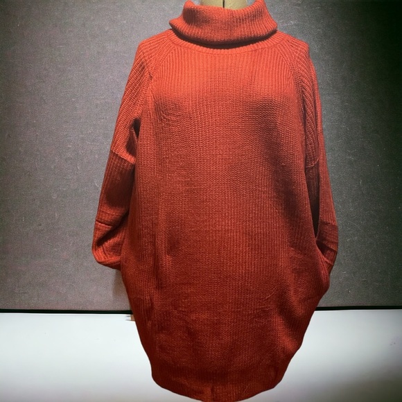 Dresses & Skirts - NWOT Size L long sleeve knit sweater dress sweater Burgundy Maroon Turtleneck